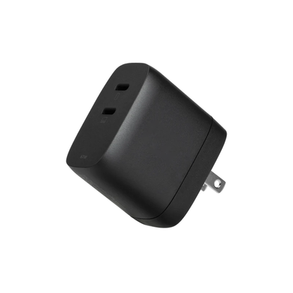67W Dual Port Travel Power Adapter, Interchangeable Plug Fast Charging Block With Dynamic Energy Distribution Charger