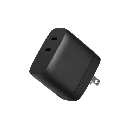 67W Dual Port Travel Power Adapter, Interchangeable Plug Fast Charging Block With Dynamic Energy Distribution Charger