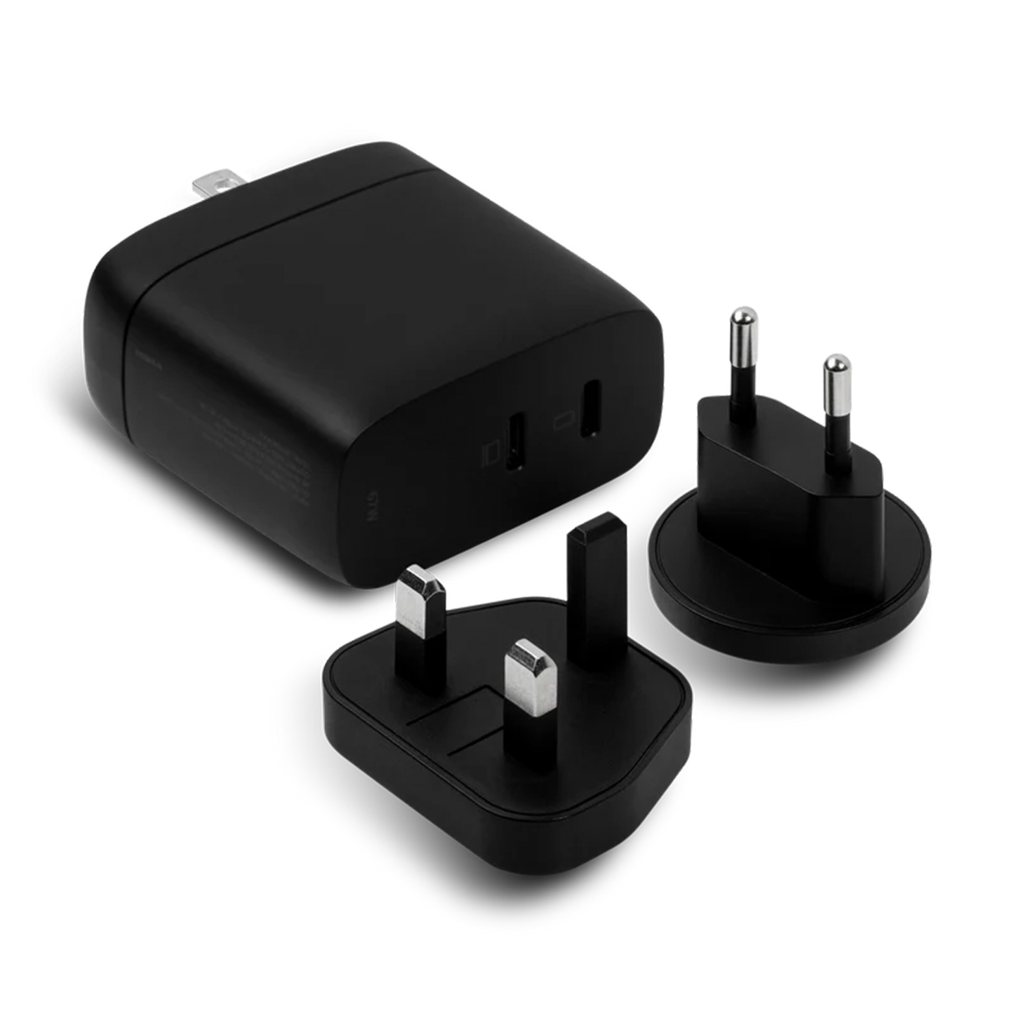 67W Dual Port Travel Power Adapter, Interchangeable Plug Fast Charging Block With Dynamic Energy Distribution Charger
